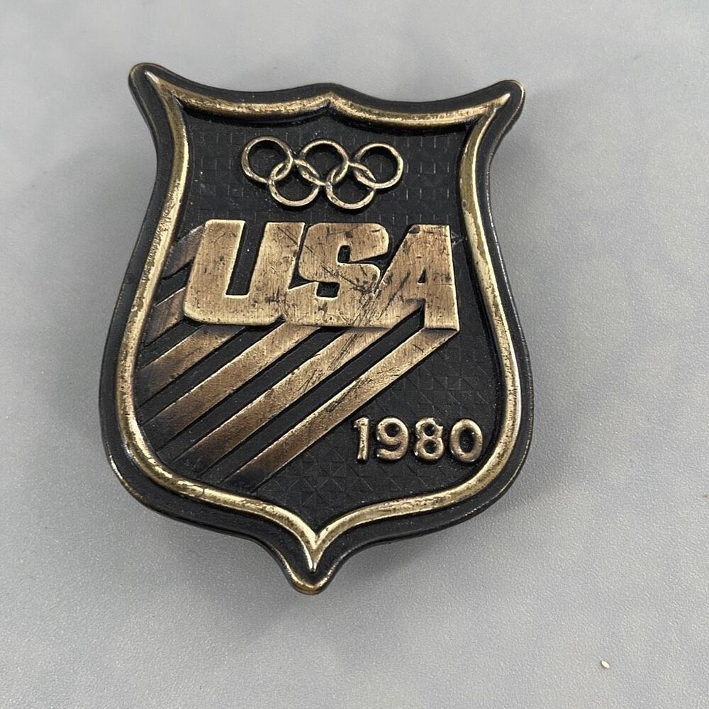 Bergamot Brass Works  1980’s USA Olympics brass belt buckle